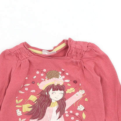 So Cute Girls Pink  Cotton Basic T-Shirt Size 9-12 Months Round Neck Pullover