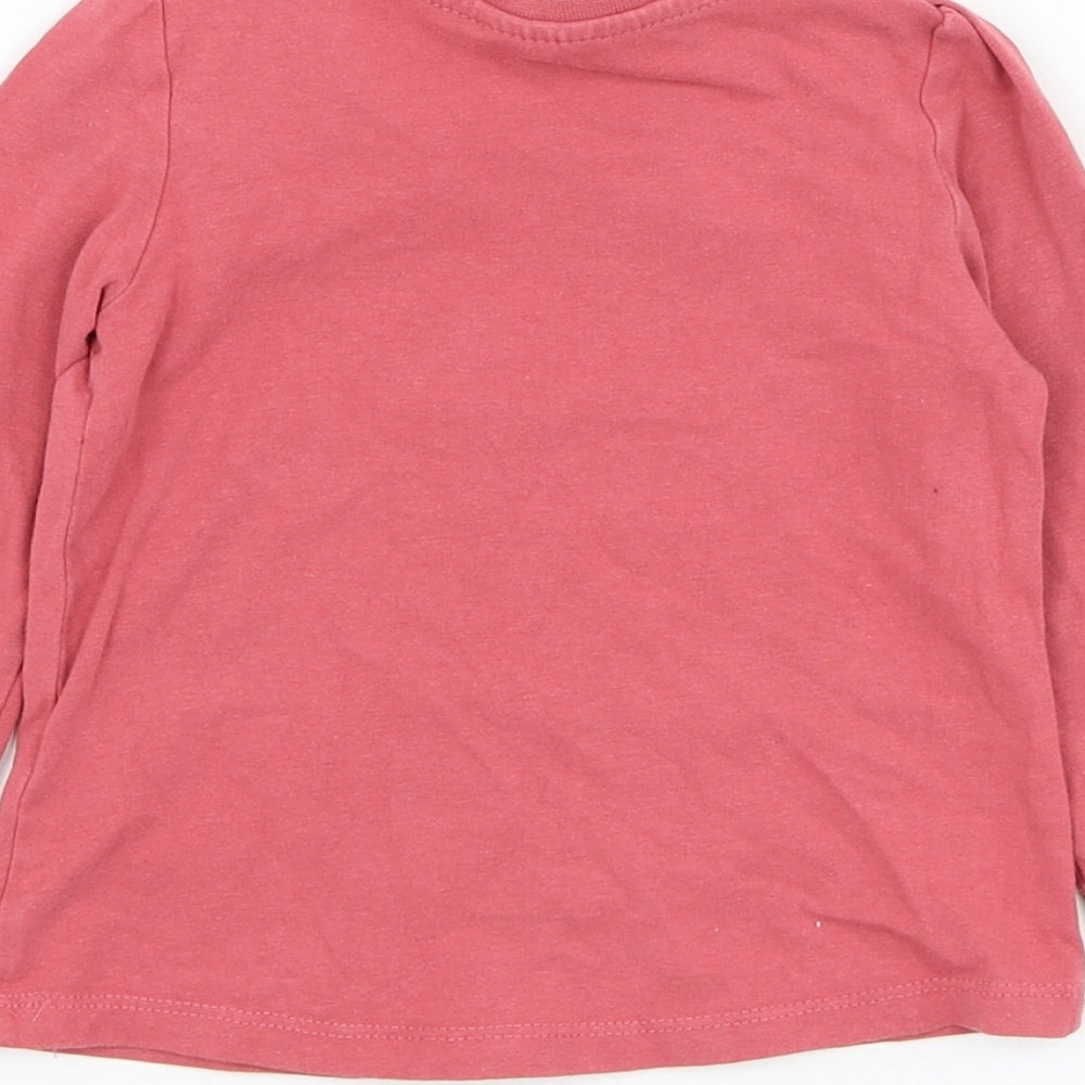 So Cute Girls Pink  Cotton Basic T-Shirt Size 9-12 Months Round Neck Pullover
