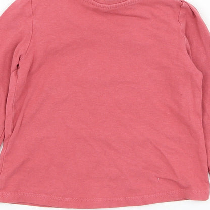So Cute Girls Pink  Cotton Basic T-Shirt Size 9-12 Months Round Neck Pullover
