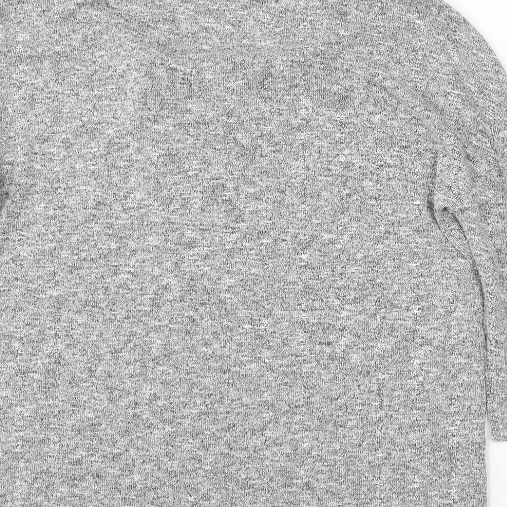 TU Womens Grey V-Neck  Polyester Pullover Jumper Size 8