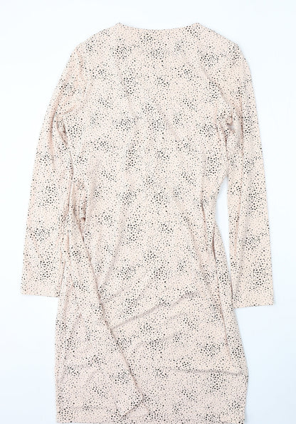 Marks and Spencer Womens Pink Geometric Viscose Sheath  Size 10  Round Neck