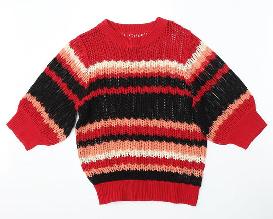 NEXT Womens Multicoloured Mock Neck Striped Acrylic Pullover Jumper Size 8