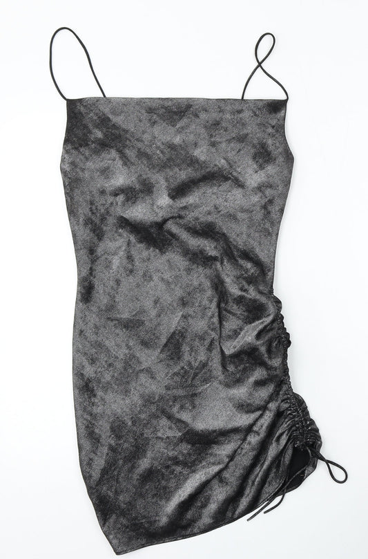 Topshop Womens Silver  Polyester Bodycon  Size 8  Square Neck