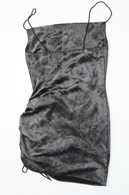 Topshop Womens Silver  Polyester Bodycon  Size 8  Square Neck