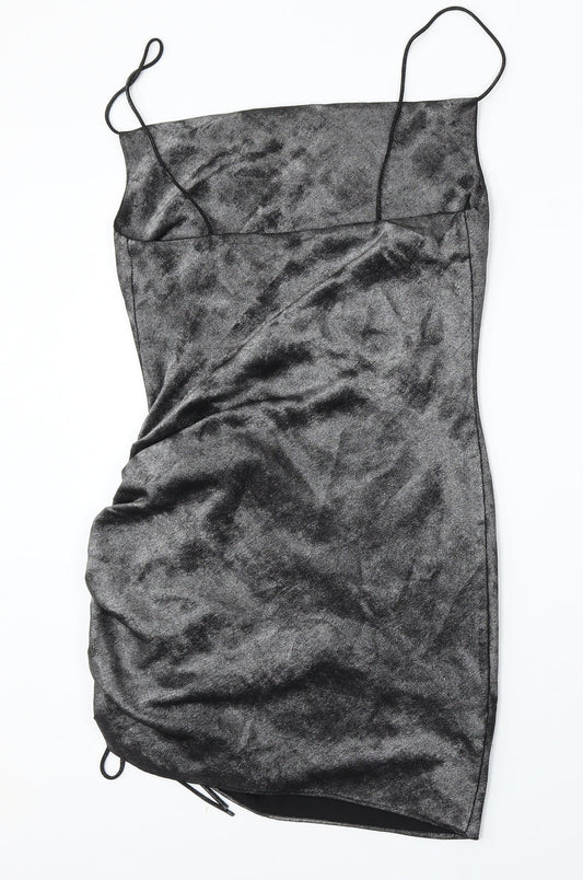 Topshop Womens Silver  Polyester Bodycon  Size 8  Square Neck