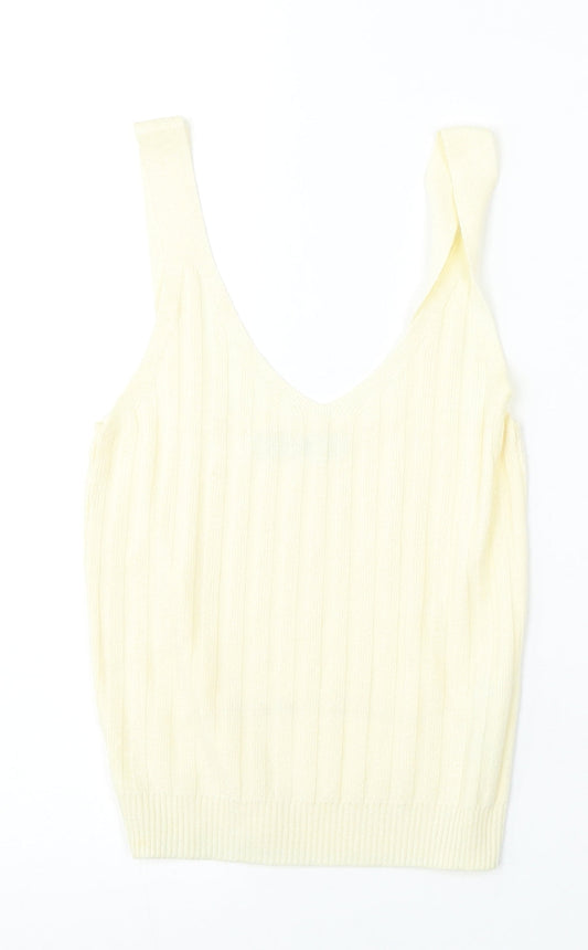 George Womens Yellow Round Neck  Polyester Vest Jumper Size 8
