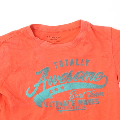 Primark Girls Red  Cotton Basic T-Shirt Size 5-6 Years Round Neck