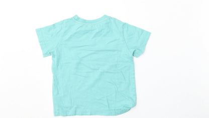 Primark Boys Green  Cotton Basic T-Shirt Size 3-4 Years Round Neck