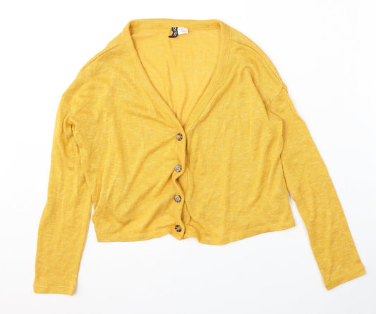 Womens UK Size XS H&M Yellow Cardigan Jumper