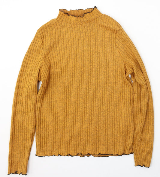 Primark Womens Yellow Round Neck  Polyester Pullover Jumper Size L