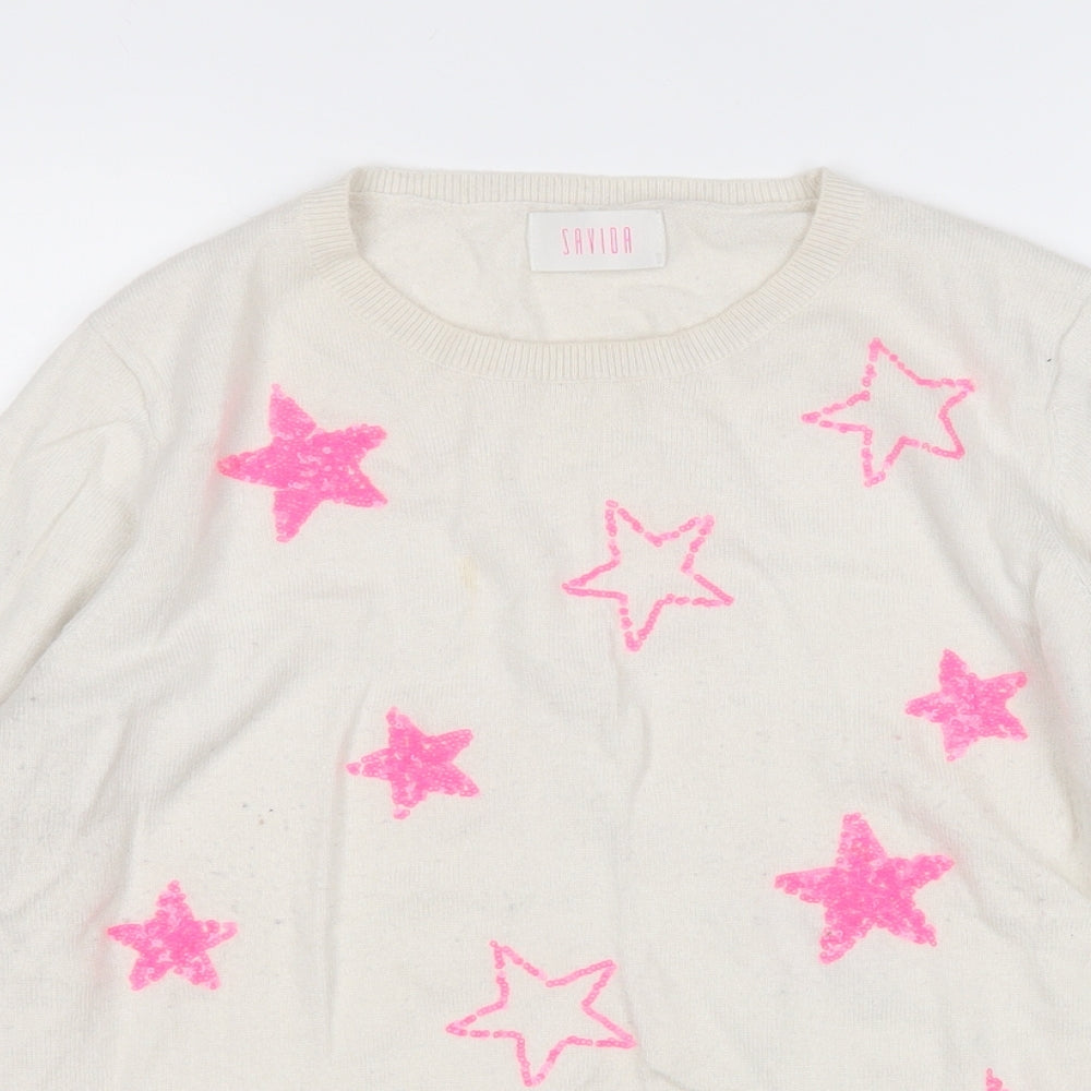 Womens UK Size L Savida White Pullover Jumper