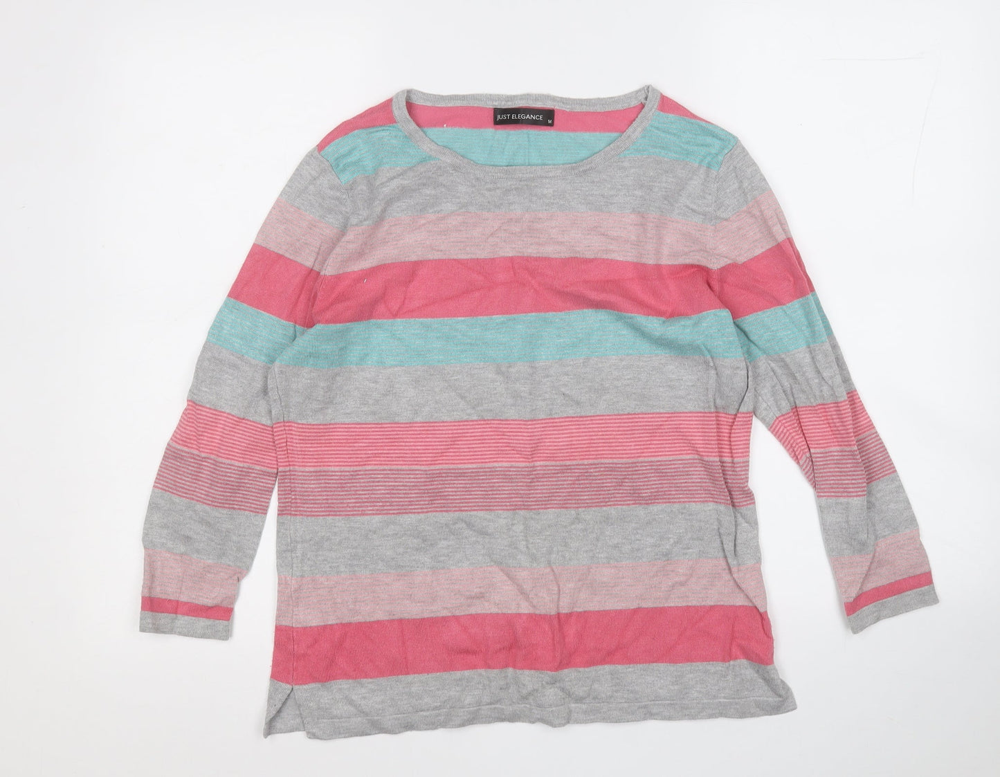 Just Elegance Womens Multicoloured Round Neck Striped Viscose Pullover Jumper Size M