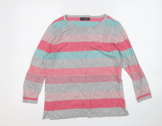 Just Elegance Womens Multicoloured Round Neck Striped Viscose Pullover Jumper Size M