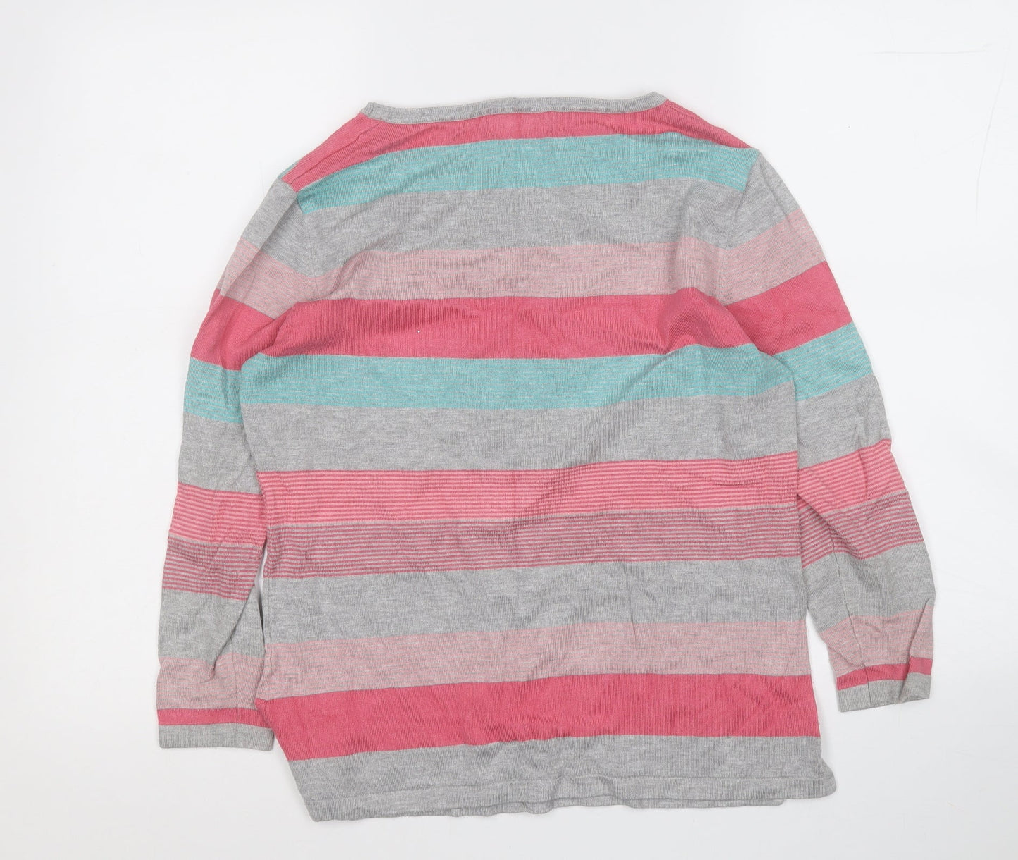 Just Elegance Womens Multicoloured Round Neck Striped Viscose Pullover Jumper Size M