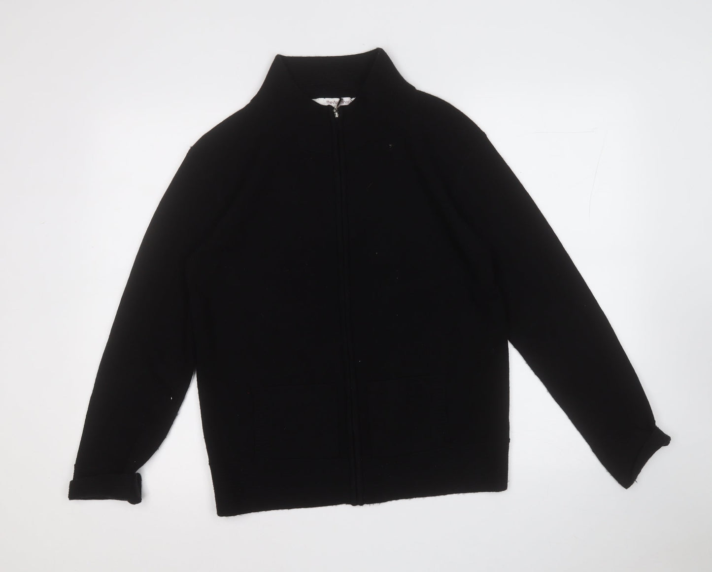 the stock shop Womens Black Mock Neck  Acrylic Full Zip Jumper Size L
