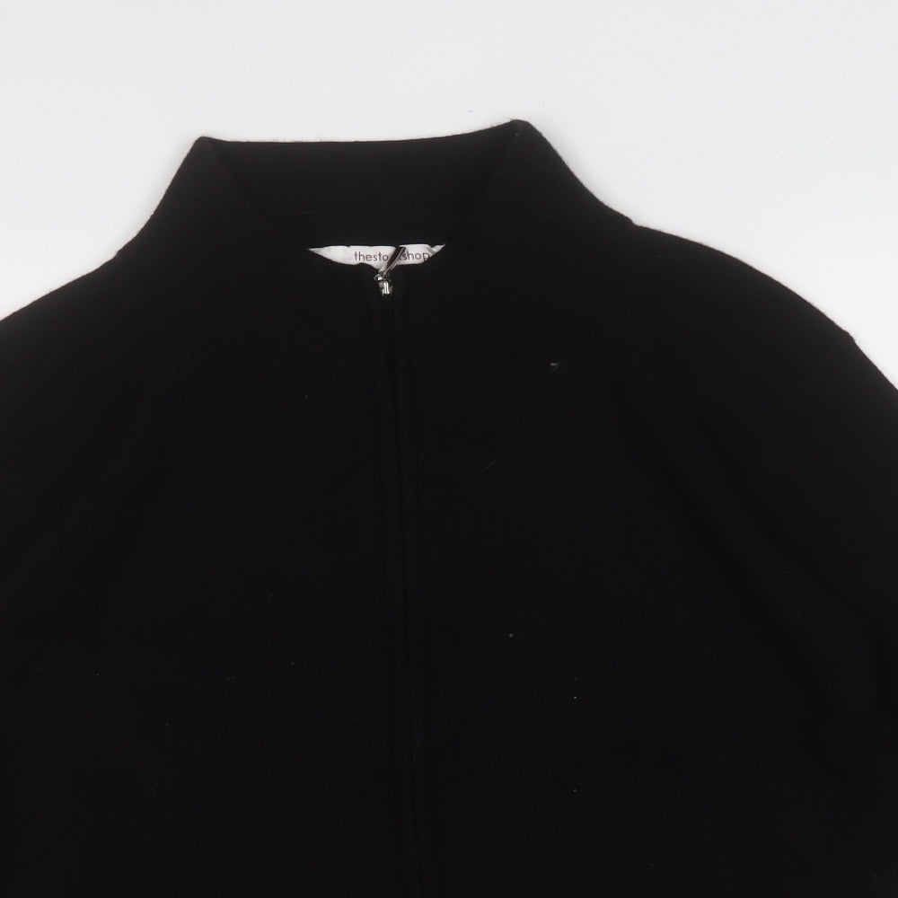 the stock shop Womens Black Mock Neck  Acrylic Full Zip Jumper Size L