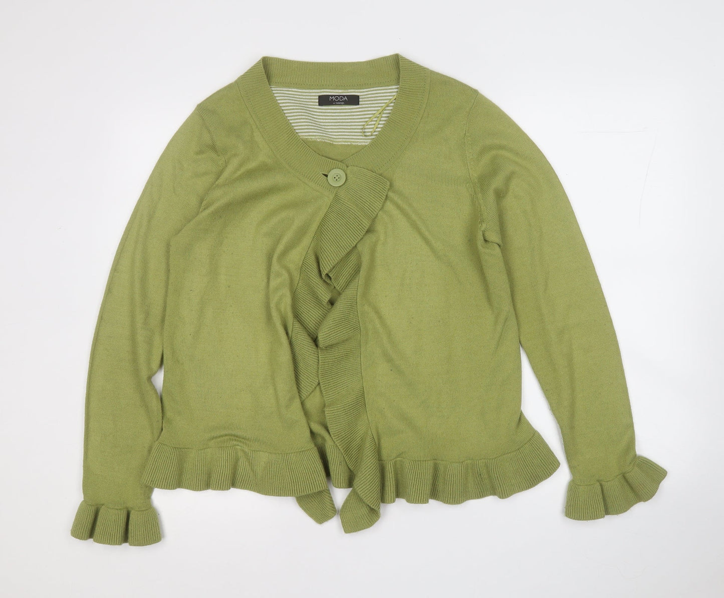 Womens UK Size 14 Moda Green Cardigan Jumper