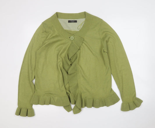 Womens UK Size 14 Moda Green Cardigan Jumper