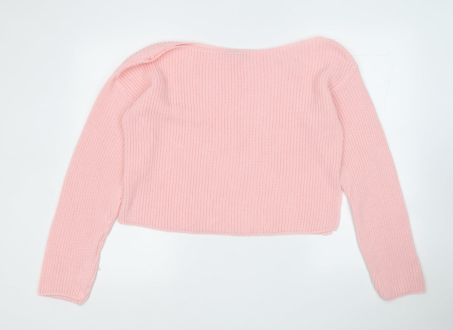 Boohoo Womens Pink Round Neck  Acrylic Pullover Jumper Size L