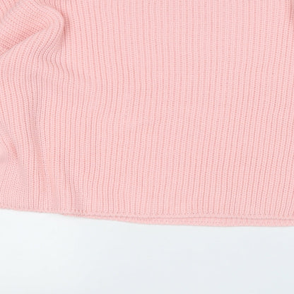 Boohoo Womens Pink Round Neck  Acrylic Pullover Jumper Size L