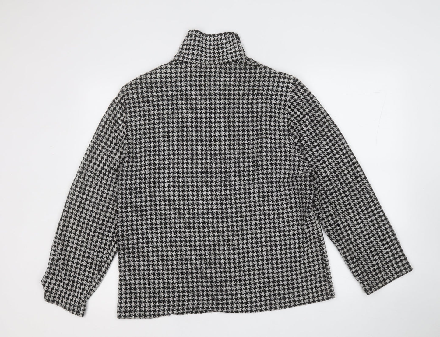 Bianco Womens White Collared Plaid Viscose Full Zip Jumper Size 14