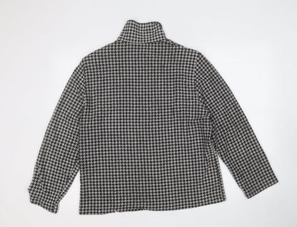 Bianco Womens White Collared Plaid Viscose Full Zip Jumper Size 14