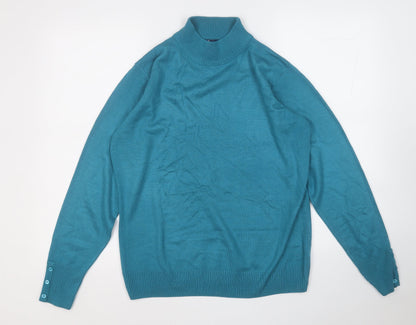 BHS Womens Blue Round Neck  Acrylic Pullover Jumper Size 14