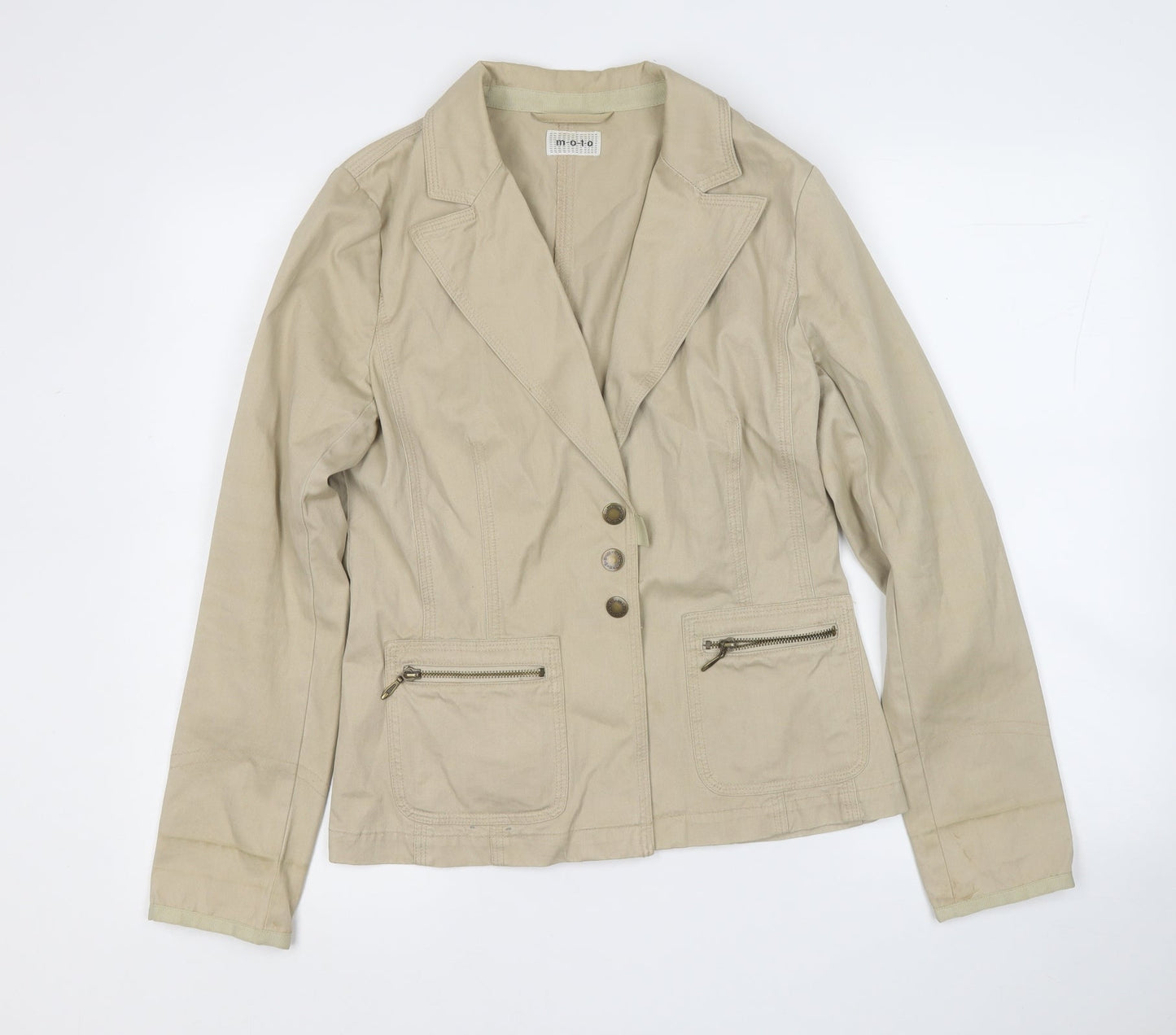 Womens UK Size 12 Moto Beige Jacket