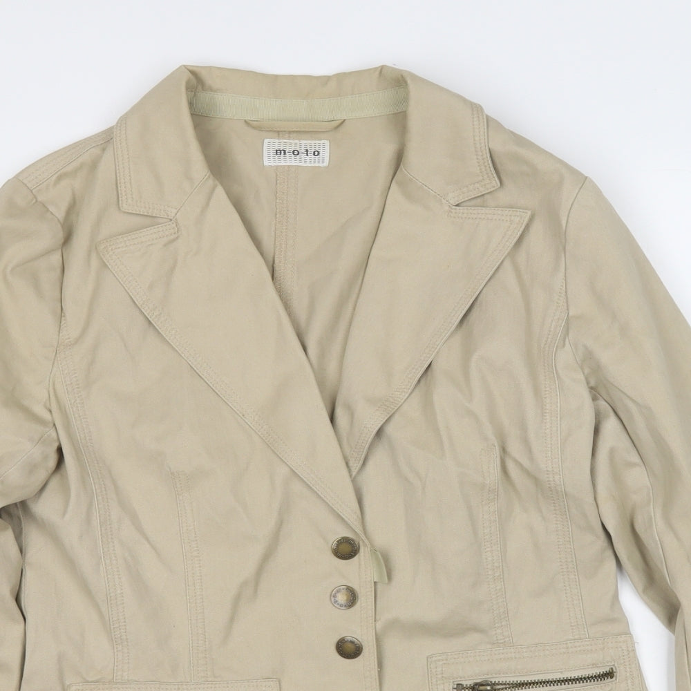 Womens UK Size 12 Moto Beige Jacket