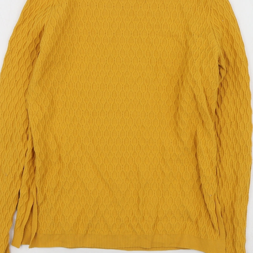 Bershka Womens Yellow Round Neck  Polyamide Pullover Jumper Size M