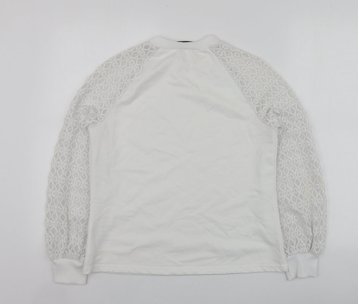 SheIn Womens White  Polyester Pullover Sweatshirt Size S