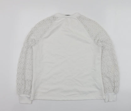 SheIn Womens White  Polyester Pullover Sweatshirt Size S