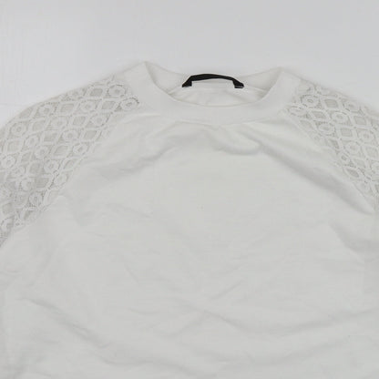SheIn Womens White  Polyester Pullover Sweatshirt Size S