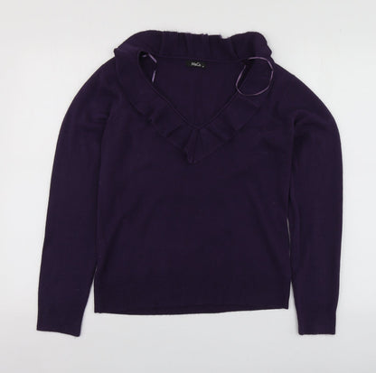 Womens UK Size M M&Co Purple Pullover Jumper