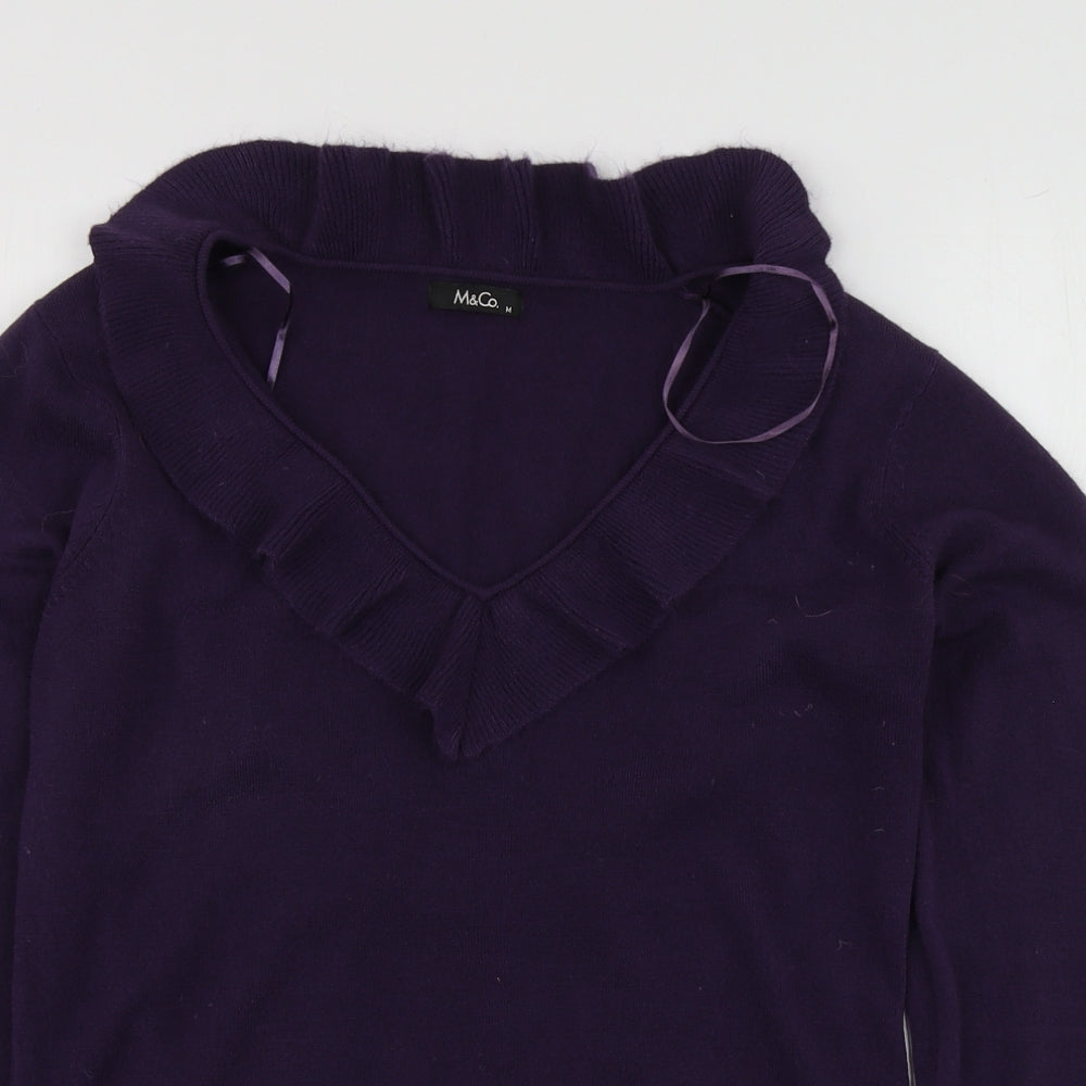 Womens UK Size M M&Co Purple Pullover Jumper