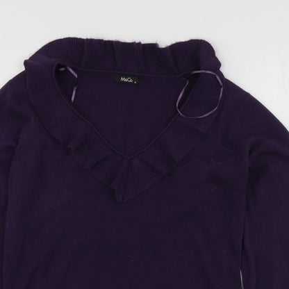 Womens UK Size M M&Co Purple Pullover Jumper