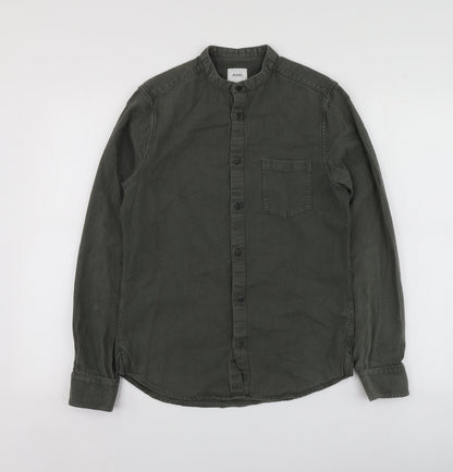 Mens UK Size S Burton Menswear Green  Button-Up Long Sleeve Casual Shirt