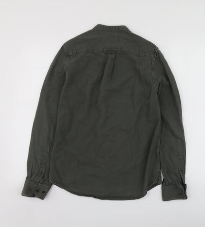 Mens UK Size S Burton Menswear Green  Button-Up Long Sleeve Casual Shirt