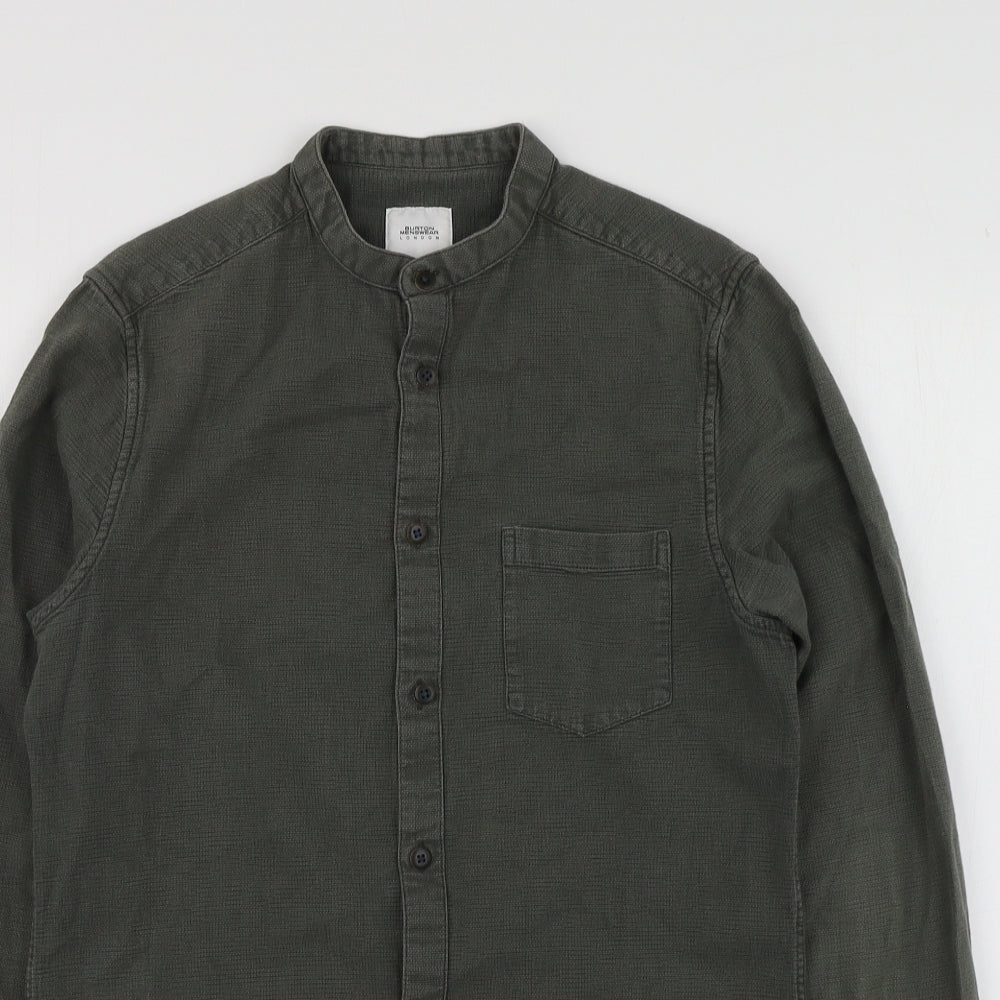 Mens UK Size S Burton Menswear Green  Button-Up Long Sleeve Casual Shirt