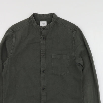 Mens UK Size S Burton Menswear Green  Button-Up Long Sleeve Casual Shirt