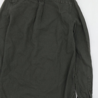Mens UK Size S Burton Menswear Green  Button-Up Long Sleeve Casual Shirt
