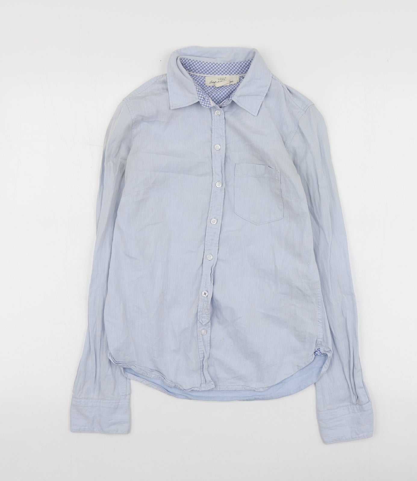 Womens UK Size 32 H&M Blue Basic Button-Up