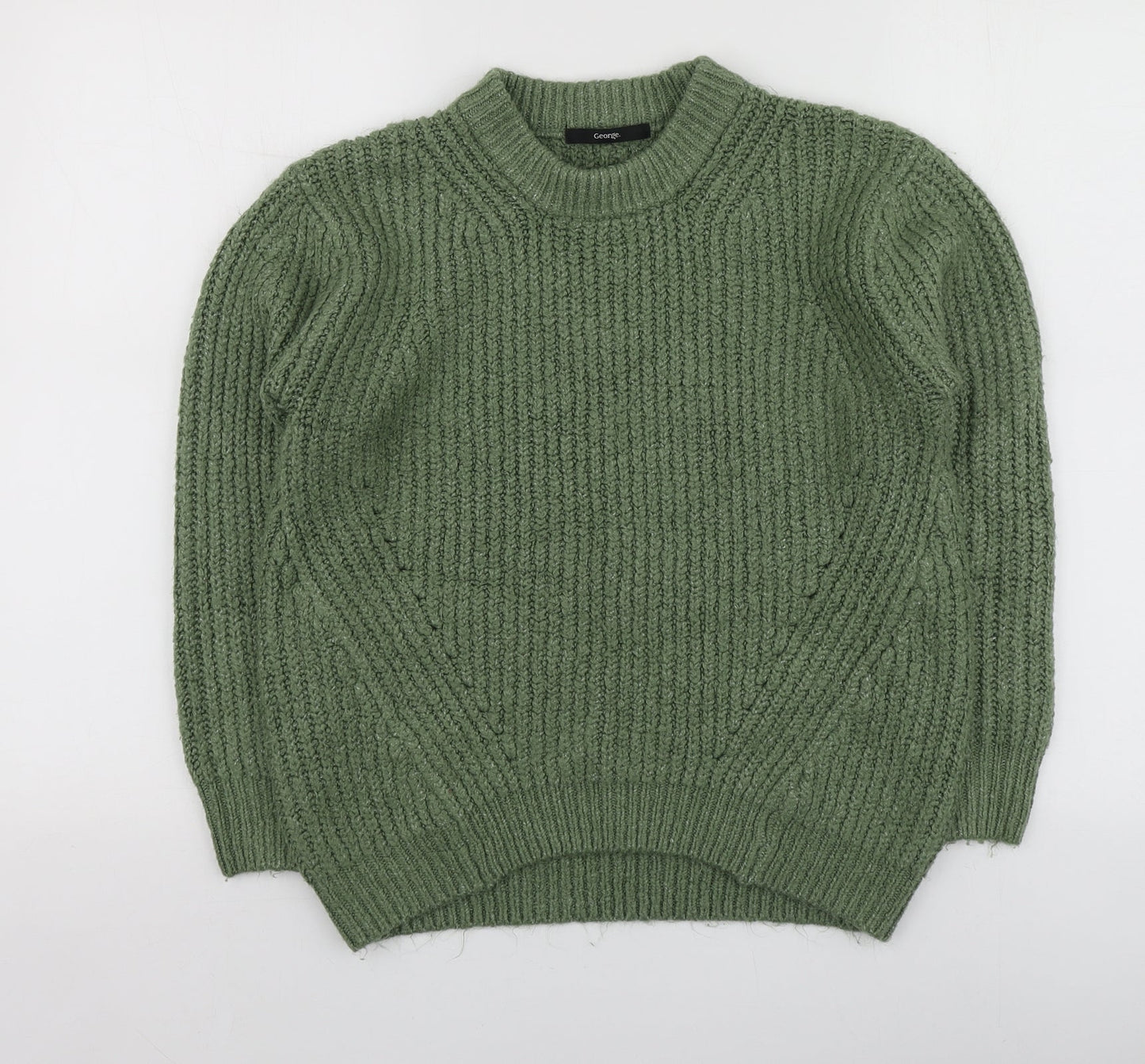 George Womens Green Round Neck  Acrylic Pullover Jumper Size S