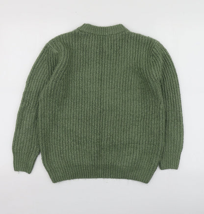 George Womens Green Round Neck  Acrylic Pullover Jumper Size S