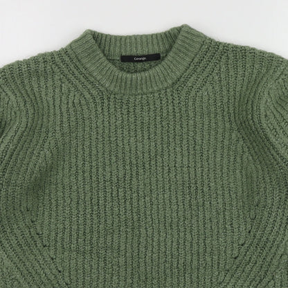 George Womens Green Round Neck  Acrylic Pullover Jumper Size S