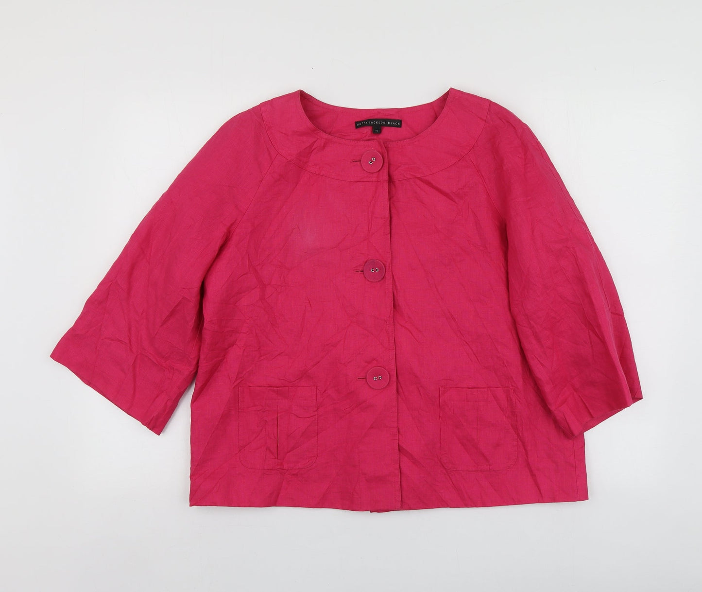 Betty Jackson Womens Pink  Linen Jacket Suit Jacket Size 12