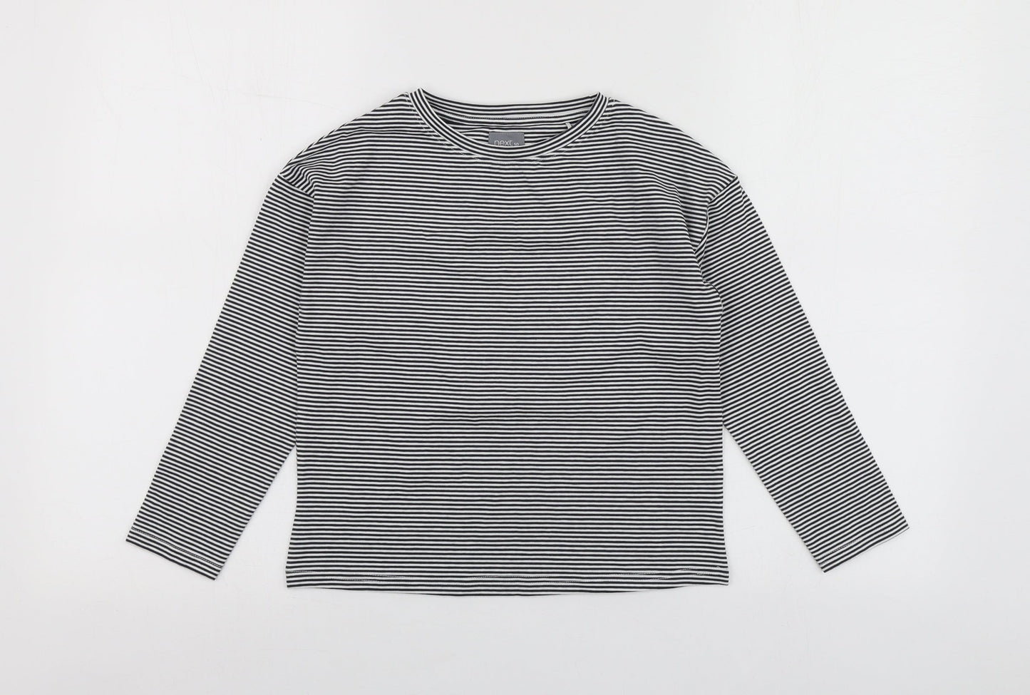NEXT Girls Blue Striped Cotton Basic T-Shirt Size 7 Years Round Neck