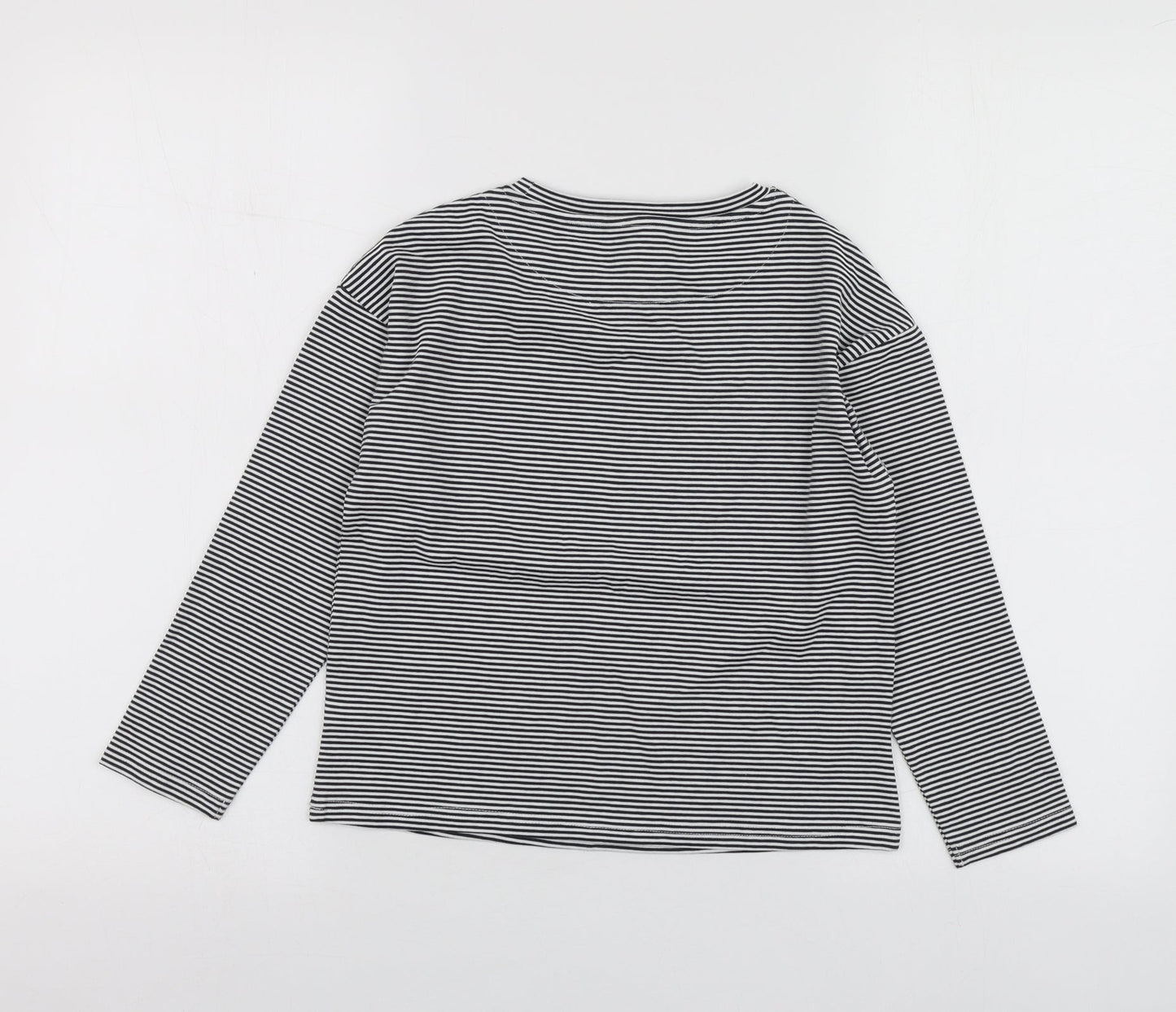 NEXT Girls Blue Striped Cotton Basic T-Shirt Size 7 Years Round Neck