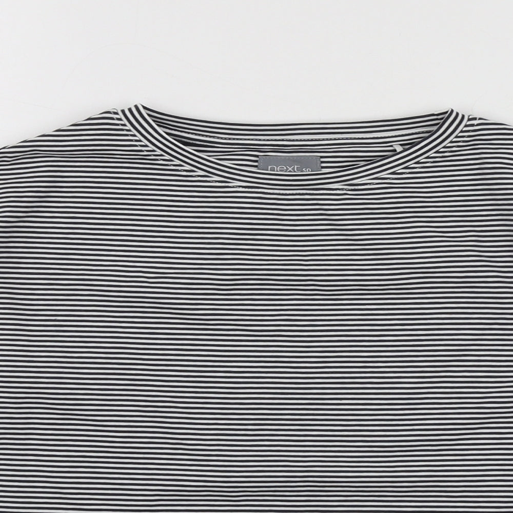 NEXT Girls Blue Striped Cotton Basic T-Shirt Size 7 Years Round Neck