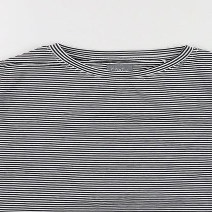 NEXT Girls Blue Striped Cotton Basic T-Shirt Size 7 Years Round Neck